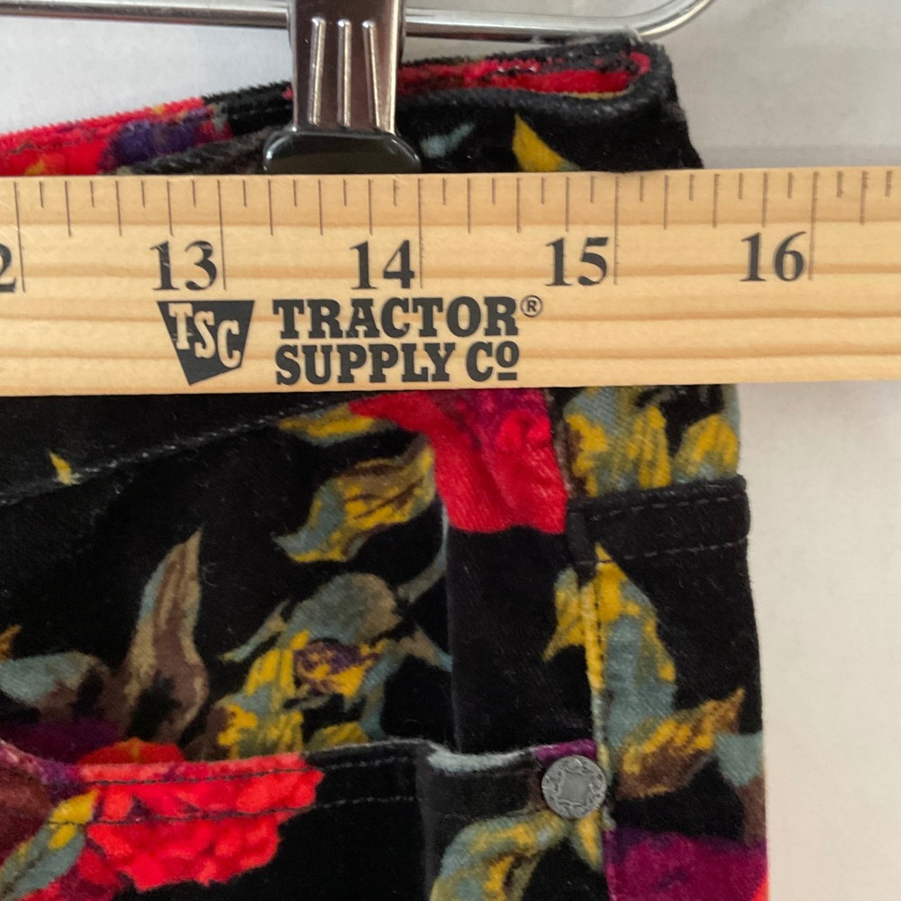 Soft Surroundings Black Floral Velvet Pants Women's Size 8 Red Rose Print - Picture 4 of 15
